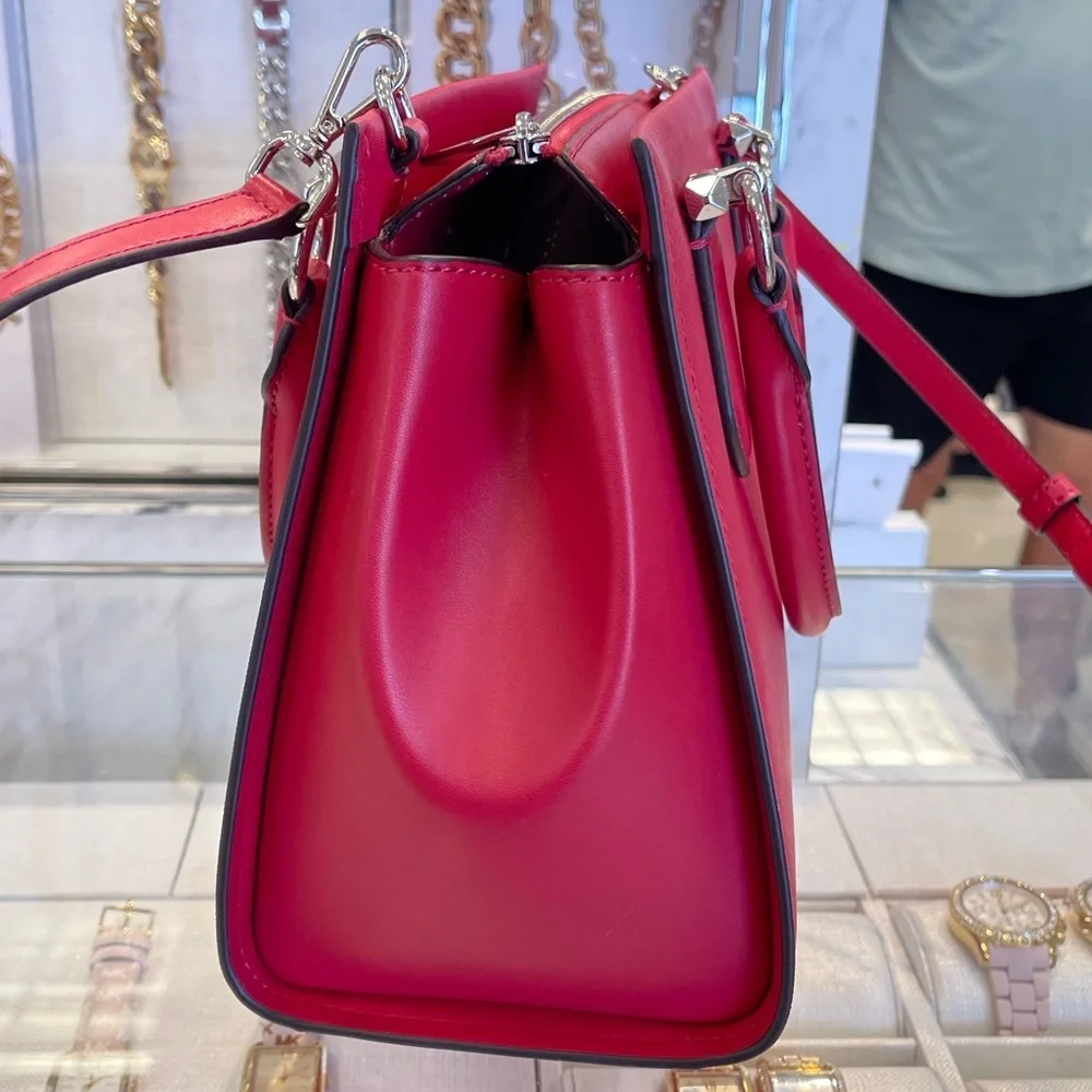 MICHAEL KORS Marilyn Medium Saffiano Leather Satchel Dark Raspberry  NWT